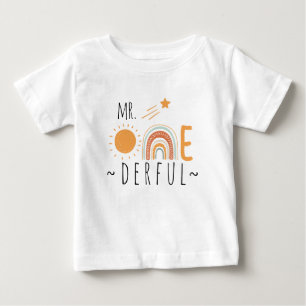 MR Onederful Boho Rainbow First Birthday Boy  Baby T-Shirt