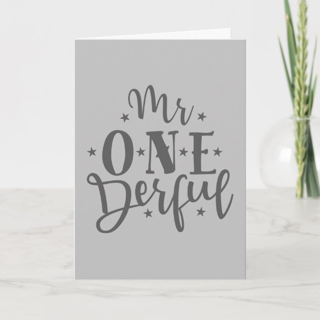 Mr Onederful Boy 1st Birthday Card (Front)