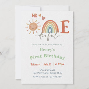 Mr. ONEderful Boy 1st Birthday Invitation