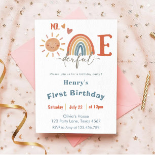 Mr. ONEderful Boy 1st Birthday Invitation