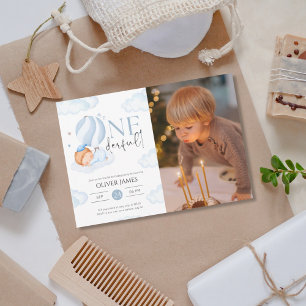 Mr Onederful boy photo 1st birthday  Invitation
