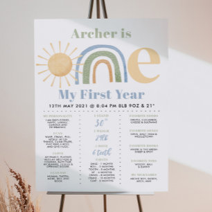 Mr Onederful Boys 1st Birthday Milestone Poster