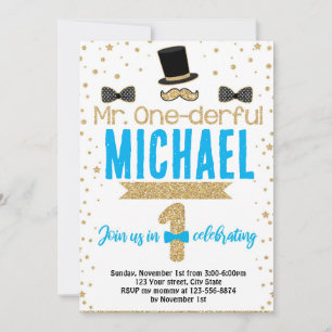Mr Onederful First Birthday Party Invitation