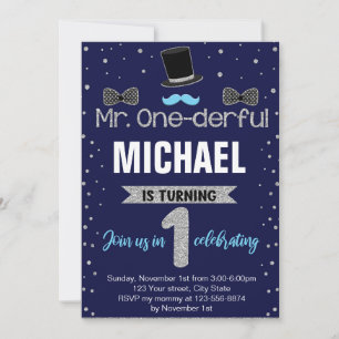 Mr Onederful First Birthday Party Invitation 20-11