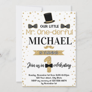Mr Onederful First Birthday Party Invitation 20-12