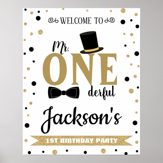 Mr Onederful first birthday party welcome sign (Front)