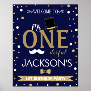 Mr Onederful First Birthday party welcome sign