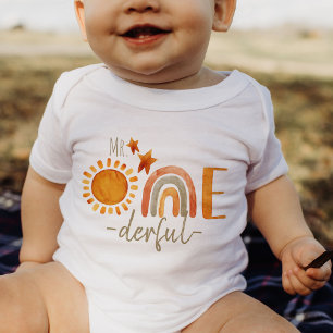 Mr.Onederful First Birthday Rainbow and Sun Party  Baby Bodysuit