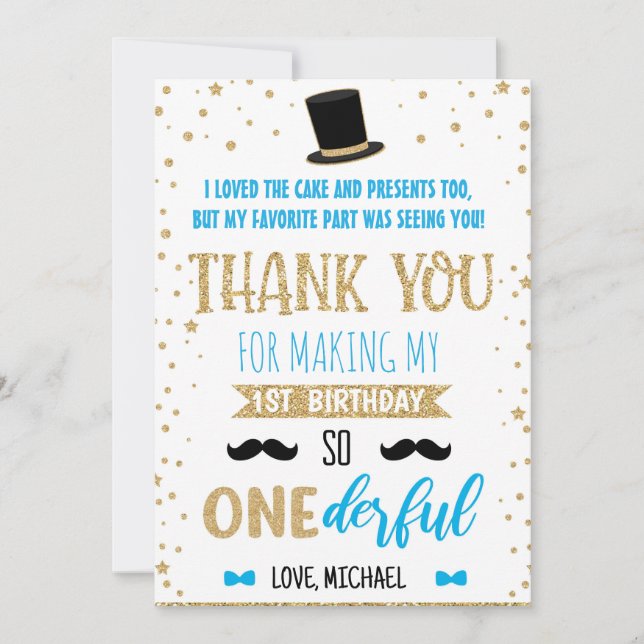 Mr Onederful First Birthday thank you card 20-17 (Front)