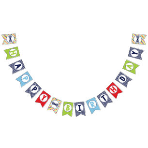 Mr. ONEderful Happy Birthday Banner   Bunting
