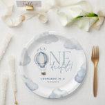 Mr ONEderful Hot Air Ballon Boy 1st Birthday Blue Paper Plate<br><div class="desc">Mr ONEderful hot air balloon party paper plates,  the perfect 1st birthday design for your little boy's first birthday party. Matching items available.</div>