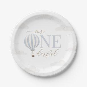 Mr Onederful Hot Air Balloon Birthday Paper Plate