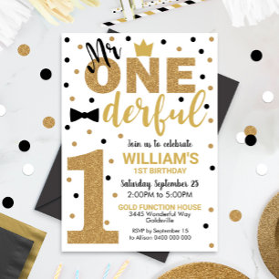 Mr Onederful Invitation 1st Birthday Boy