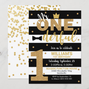 Mr Onederful Invitation 1st Birthday Boy