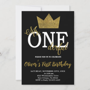Mr.Onederful Invitation, Boy First Birthday Invitation