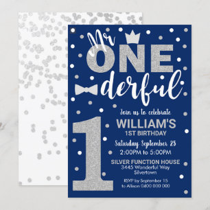 Mr Onederful Invitation Royal Navy Silver Boy