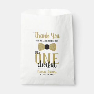 Mr. ONEderful Party Favour Bag, Black, Faux Gold Favour Bags