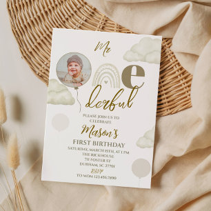 Mr ONEderful Photo First Birthday Invitation
