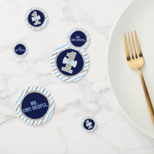 Mr. ONEderful Table Confetti in Navy Blue & Silver