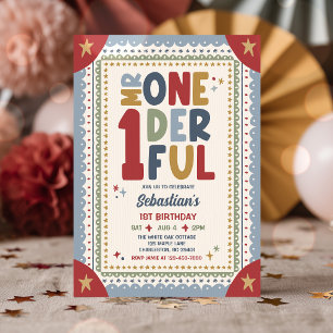 Mr Onederful Whimsical Boy 1st Birthday Party Invitation