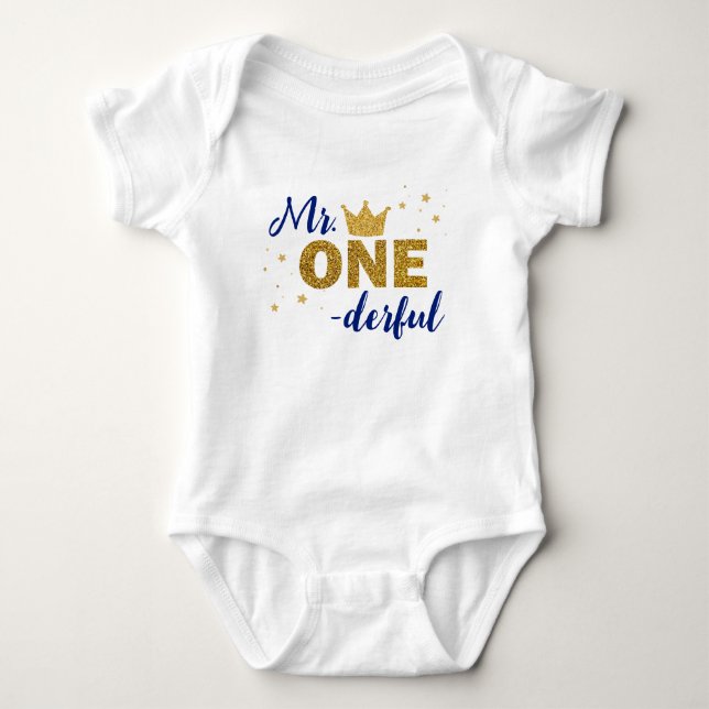 Mr Onederful, Wonderful one 1st birthday top (Front)