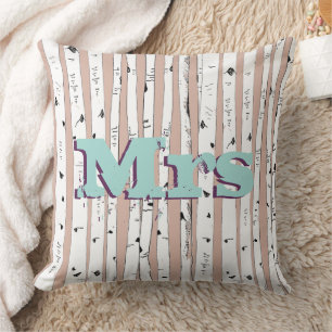 Mr. or Mrs personalises Birch Tree Pillows