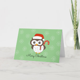 Mr. Owl Candy Cane Snowflakes Christmas Holiday Card