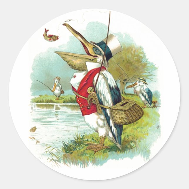 MR PELICAN FISHING CLASSIC ROUND STICKER (Front)