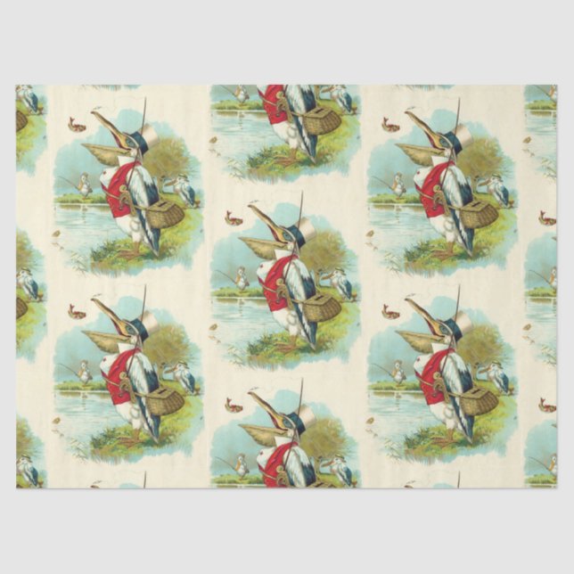 MR PELICAN FISHING ,cream Tissue Paper (Front)