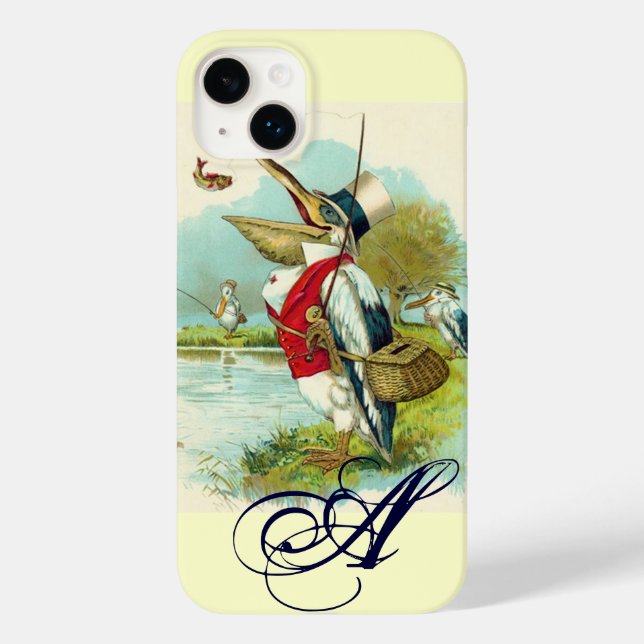 MR PELICAN FISHING MONOGRAM,cream Case-Mate iPhone Case (Back)