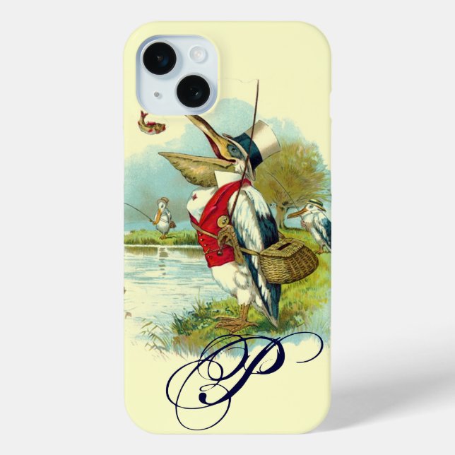 MR PELICAN FISHING MONOGRAM,cream Case-Mate iPhone Case (Back)