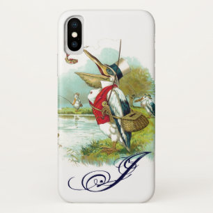 MR PELICAN FISHING MONOGRAM,white iPhone X Case