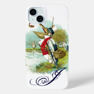 MR PELICAN FISHING MONOGRAM,white iPhone 15 Mini Case