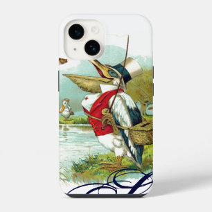 MR PELICAN FISHING MONOGRAM,white iPhone 14 Case