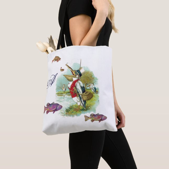 MR PELICAN FISHING TROUTS MONOGRAM Fishes Tote Bag (Close Up)
