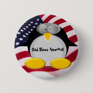 Mr.Penguin - God Bless America 6 Cm Round Badge
