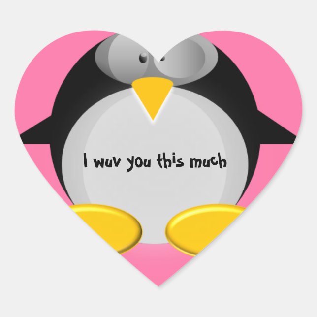 Mr. Penguin - I wuv you this much Heart Sticker (Front)
