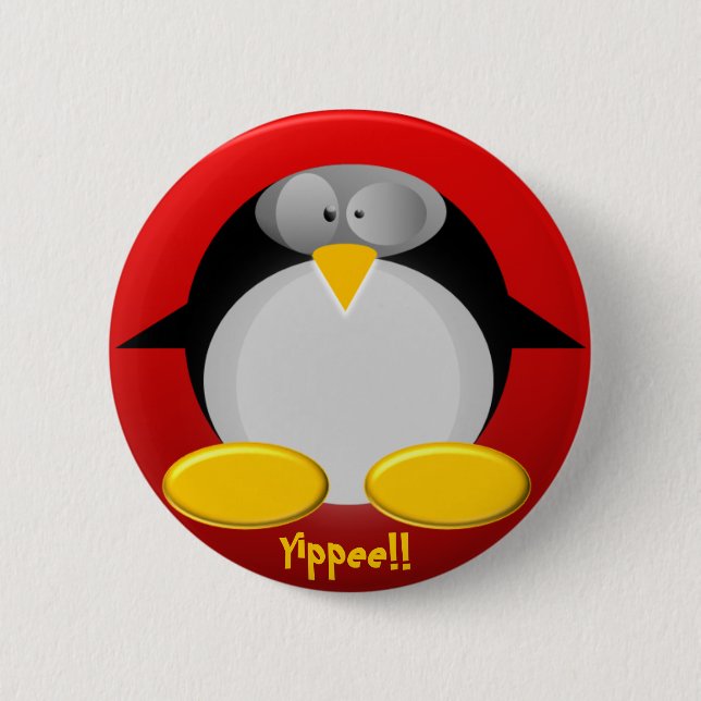 Mr. Penguin......Yippee!! 6 Cm Round Badge (Front)