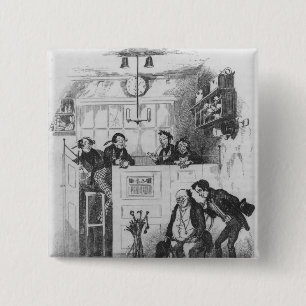 Mr. Pickwick and Sam in the attorney's office 15 Cm Square Badge