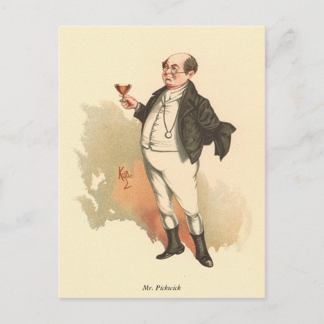 Mr. Pickwick by Kyd, Dickens' The Pickwick Papers Postcard (Front)