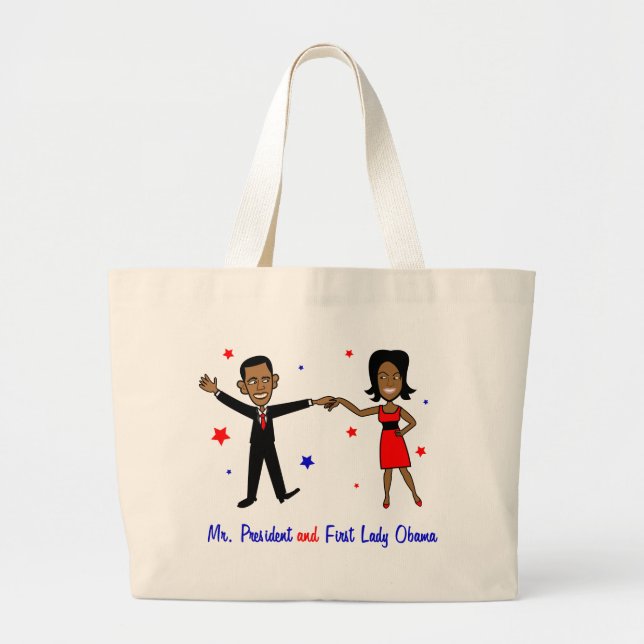 Mr. President and First Lady Obama Large Tote Bag (Front)