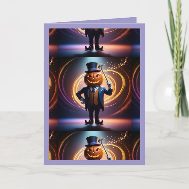 Mr. Pumpkin's Magical Halloween (4) Holiday Card (Front)