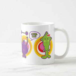Mr. Purple & Miss Green Cute Cartoon Character Coffee Mug