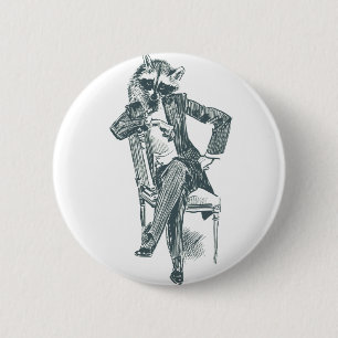 Mr. Racoon, 2¼ Inch Round Button