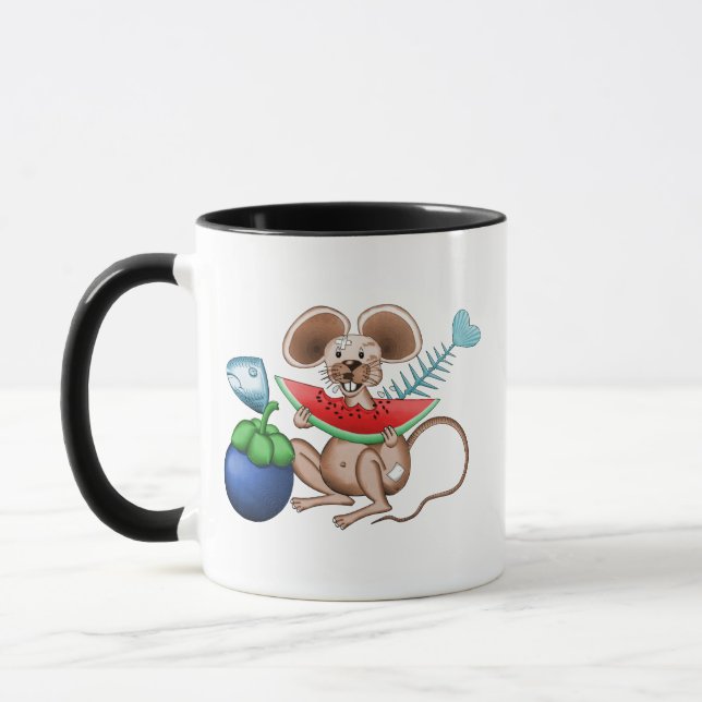 Mr. Rat enjoying his meal in the garbage restauran Mug (Left)