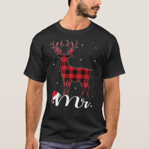 Mr Reindeer Buffalo Red Plaid Christmas Pajama Fam T-Shirt