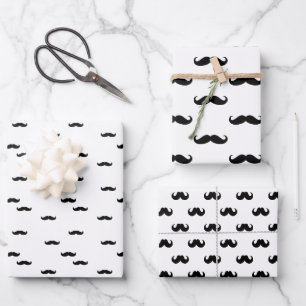 Mr. Retro Moustache Vintage Retro Wrapping Paper Sheet
