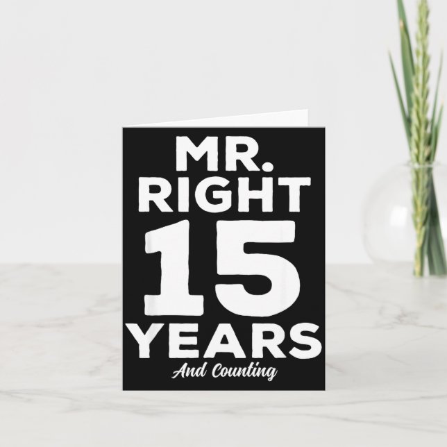 Mr. Right 15 Years Wedding Anniversary Funny Match Card (Front)