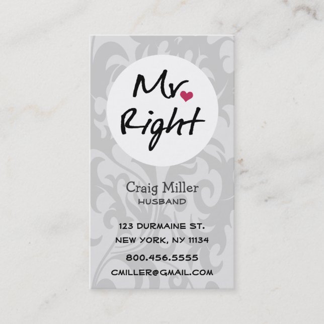 Mr Right Business Card (Front)