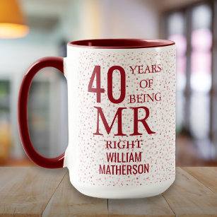 Mr Right Fun 40th Anniversary Ruby Hearts Mug
